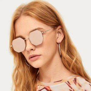 NWT Geometric Reflective Mirror Pink Rose Gold Sunglasses